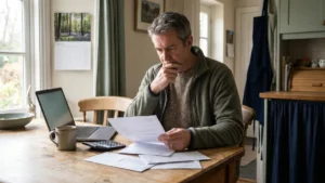 Canadian homeowner reviewing mortgage renewal papers after the Bank of Canada rate hold in April 2026