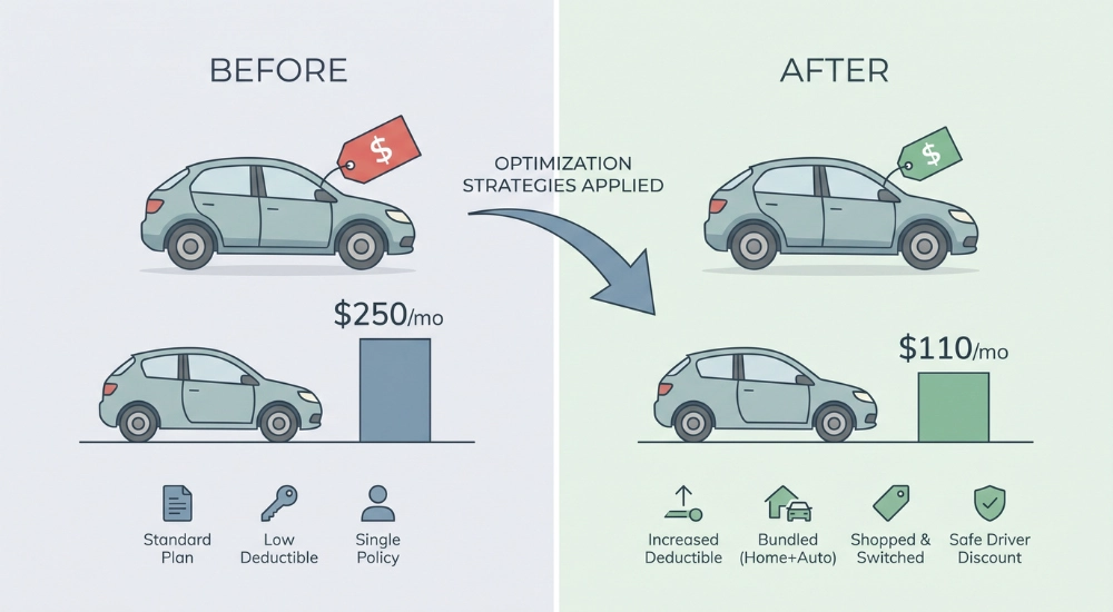 Example of car insurance savings in Ontario after reducing premium