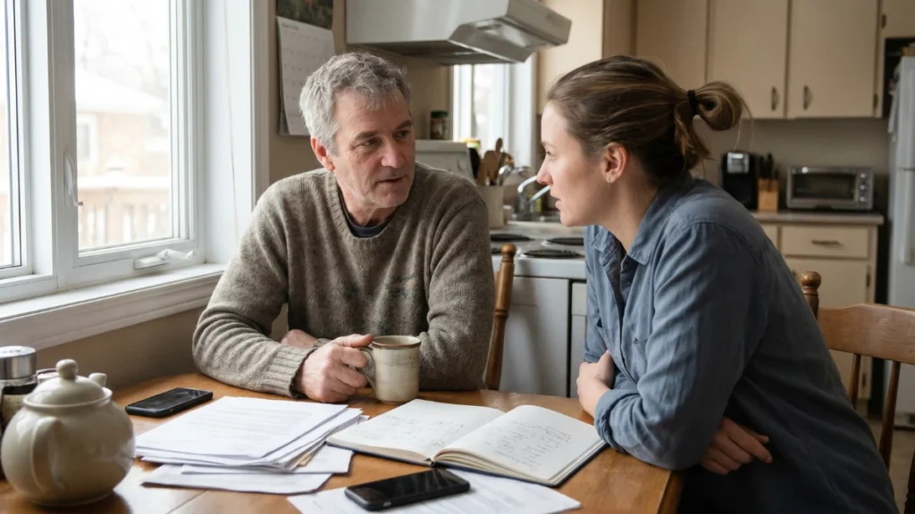 Older Canadians earning income to support their adult children during an honest family money conversation